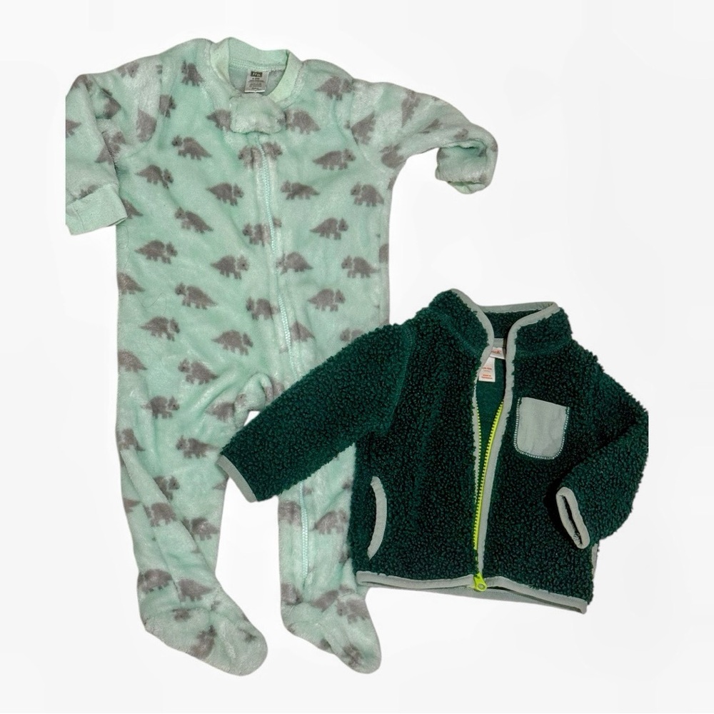 HudsonBay Baby Dinosaur Pajama and Cat & Jack - Fleece Jacket Set Great bundle 🔥
